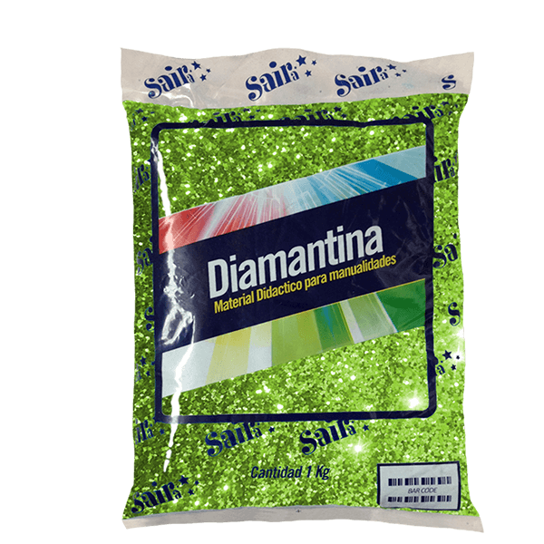 DIAMANTINA GRUESA BOLSA 1KG 06 VERDE LIMON